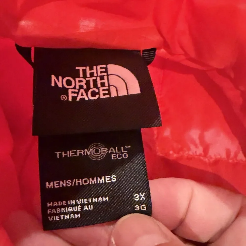 NWT Mens The North Face Thermoball Eco Full Zip Jacket Puffer Fiery Red Size 3X